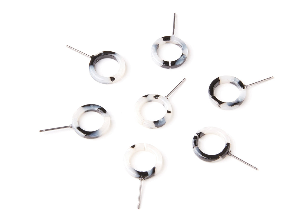 Acetate Circle Earring Stud - Acrylic Circle Earring Post - Earring Post - Jewelry Supplies - Color Code: A15 - 13,53x13,53x2,75mm - AC1224D - DOMEDBAZAAR