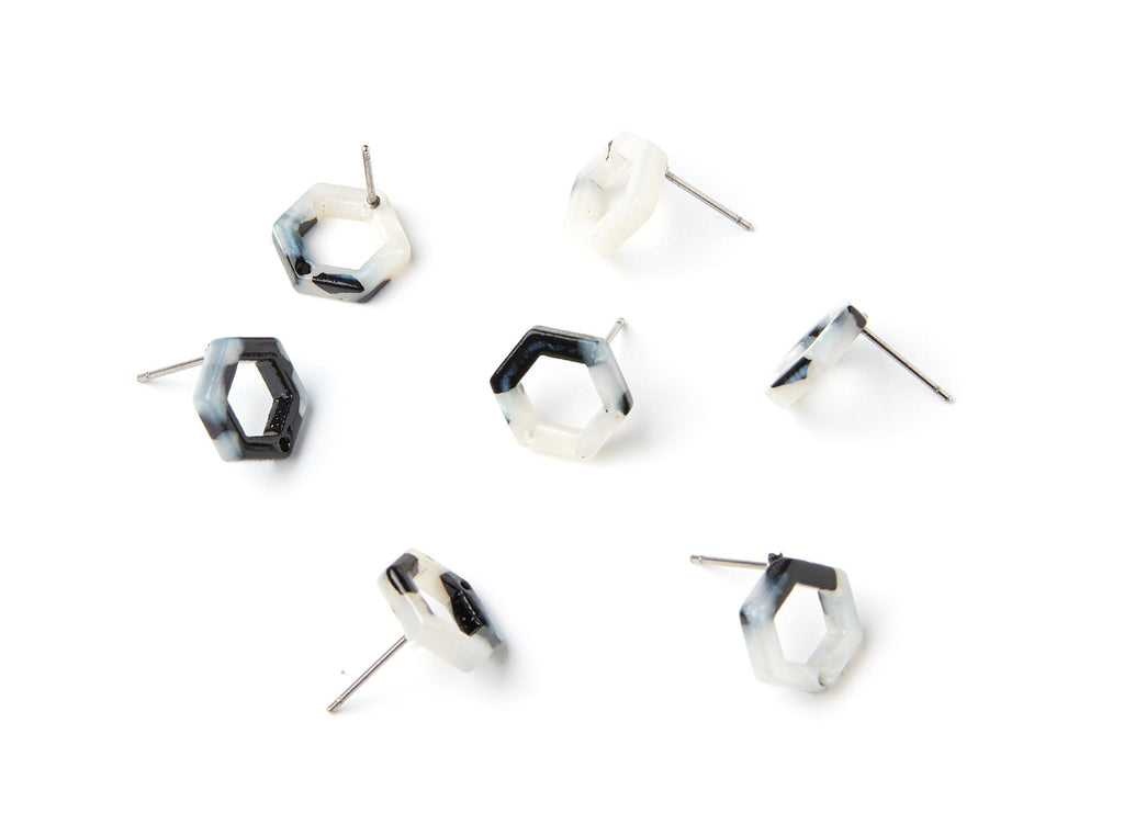 Acetate Hexagon Earring Stud - Acrylic Hexagon Earring Post - Earring Post - Jewelry Supplies - Color Code: A15 - 13.18x11.38x2.6mm- AC1226D - DOMEDBAZAAR