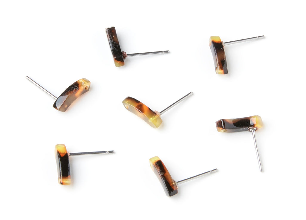 Acetate Acrylic Earring Stud - Tortoise Shell Earrings - Geometric Earring Post - Jewelry Supplies - 11,06x3,77x2,69mm - AC1222B - DOMEDBAZAAR