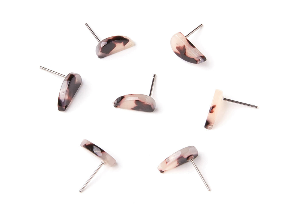 Acetate Acrylic Earring Stud -  Post Charm - Blonde Tortoise Shell Earring - Color Code: A07 - 12.64x6.1x2.8mm- AC1228E - DOMEDBAZAAR
