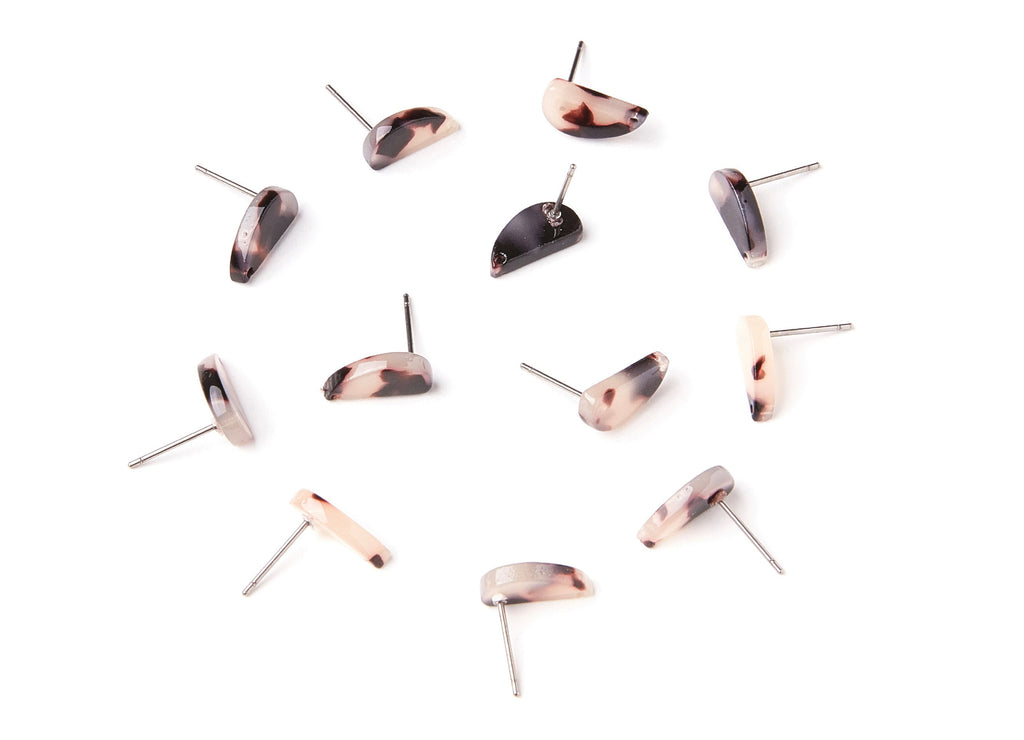 Acetate Acrylic Earring Stud -  Post Charm - Blonde Tortoise Shell Earring - Color Code: A07 - 12.64x6.1x2.8mm- AC1228E - DOMEDBAZAAR