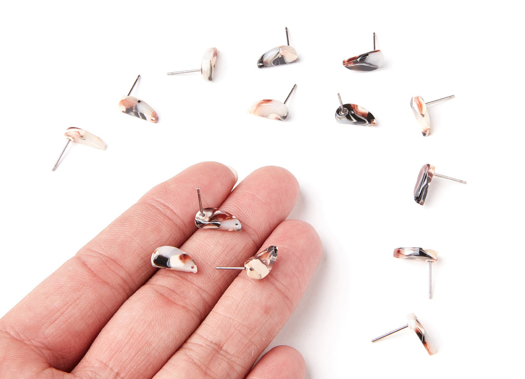Acetate Half Drop Earring Stud - Half Drop Earring Post - Earring Post - Jewelry Supplies - Color Code: A51 - 12.64x6.1x2.8mm - AC1228H - DOMEDBAZAAR
