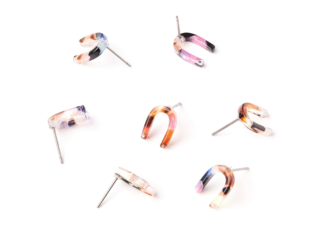 Acetate Acrylic U Earring Stud - U Earring Post - Earring Post - Jewelry Supplies - Color Code: A11 - 12.65x9.55x2.64mm- AC1227B - DOMEDBAZAAR