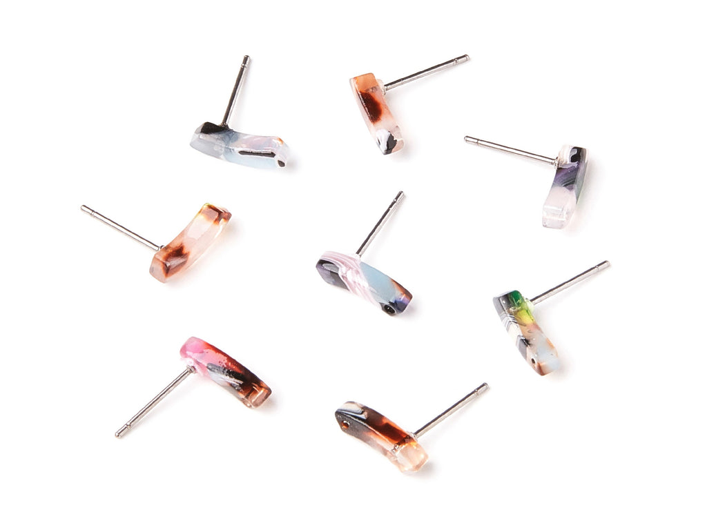 Acetate Geometric Earring Stud - Geometric Earring Post - Earring Post - Jewelry Supplies - Color Code: A11 - 11,06x3,77x2,69mm - AC1222F - DOMEDBAZAAR