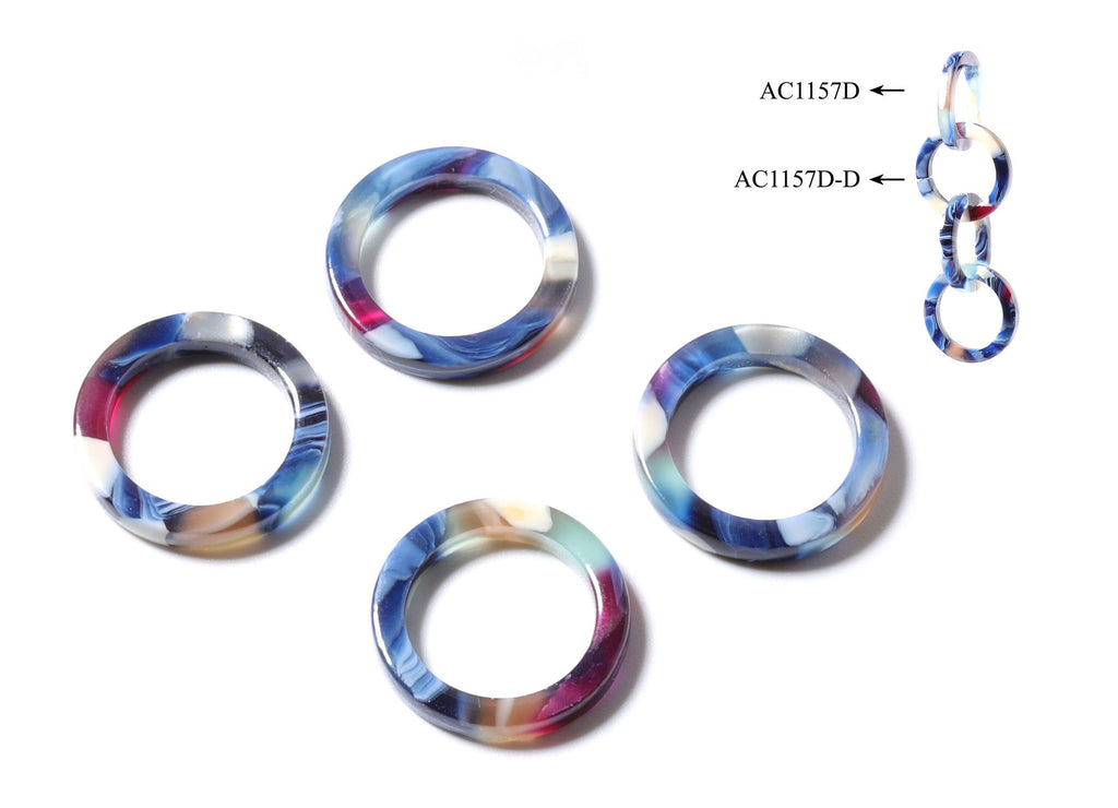 Acetate Hoop Earring Charms - Laser Cut Open Circle Pendant - Flat Cable Chain - Color Code: A19 - 16.7x16.7x2.58mm - AC1157D-D - DOMEDBAZAAR