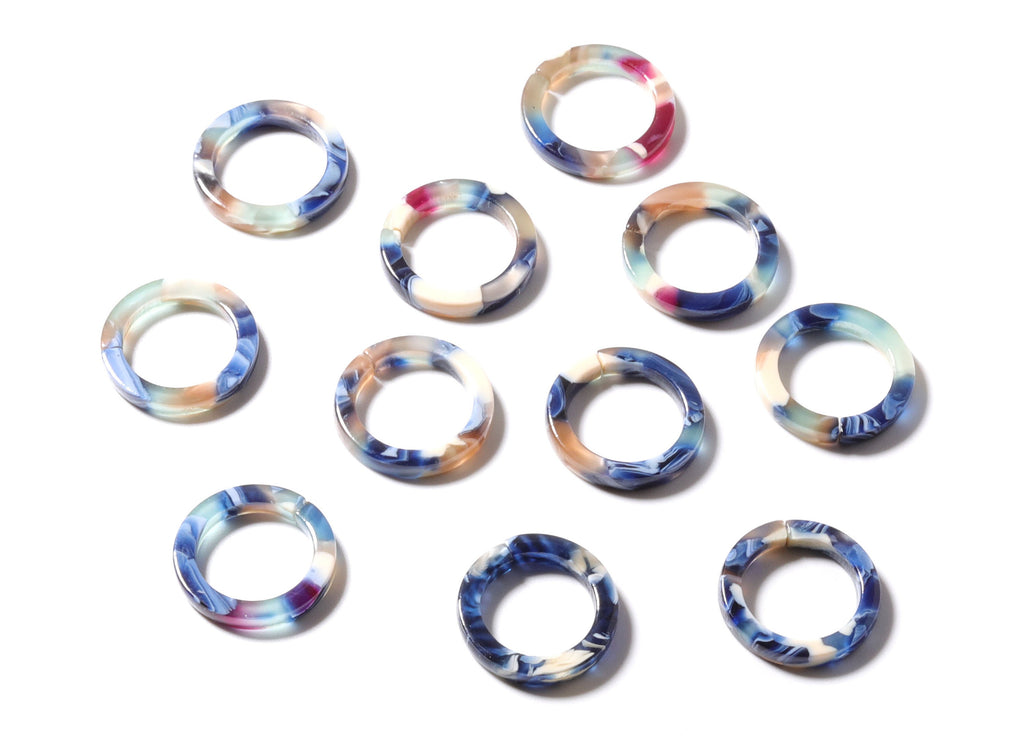 Acetate Hoop Earring Charms - Laser Cut Open Circle Pendant - Flat Cable Chain - Color Code: A19 - 16.7x16.7x2.58mm - AC1157D-D - DOMEDBAZAAR