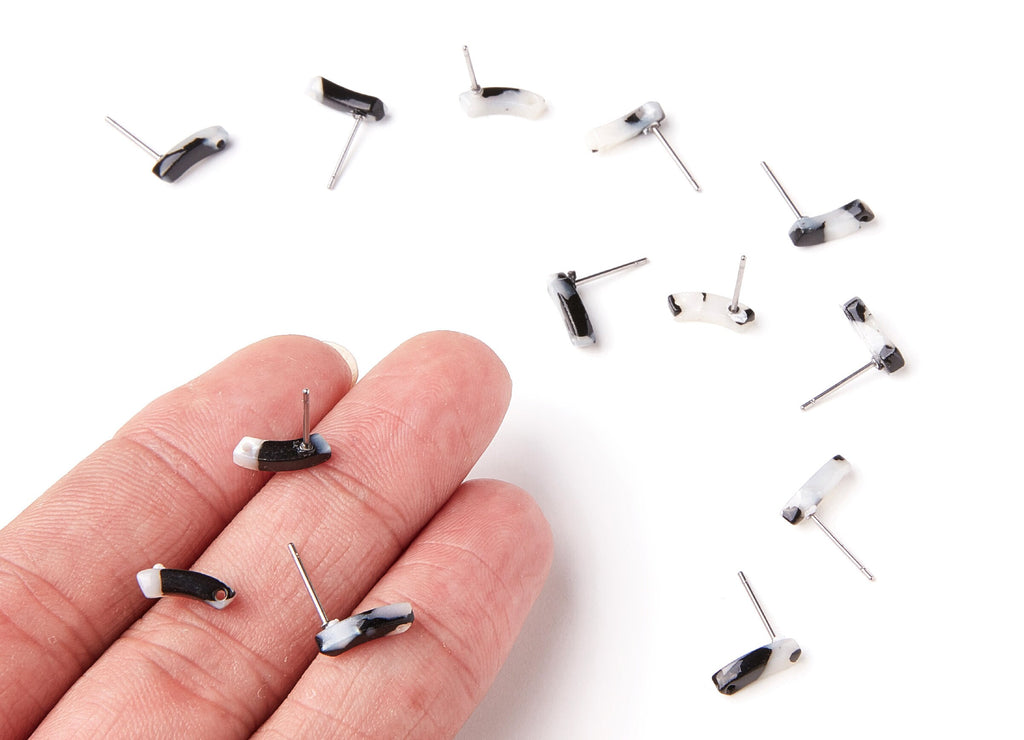 Acetate Geometric Earring Stud - Geometric Earring Post - Earring Post - Jewelry Supplies - Color Code: A15 - 11,06x3,77x2,69mm - AC1222J - DOMEDBAZAAR