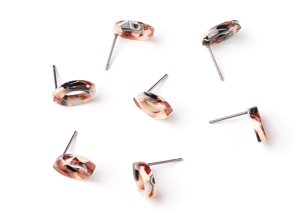 Acetate Oval Earring Stud - Acrylic Oval Earring Post - Earring Post - Jewelry Supplies - Color Code: A51 - 12,45x7,45x2,75mm- AC1223A - DOMEDBAZAAR