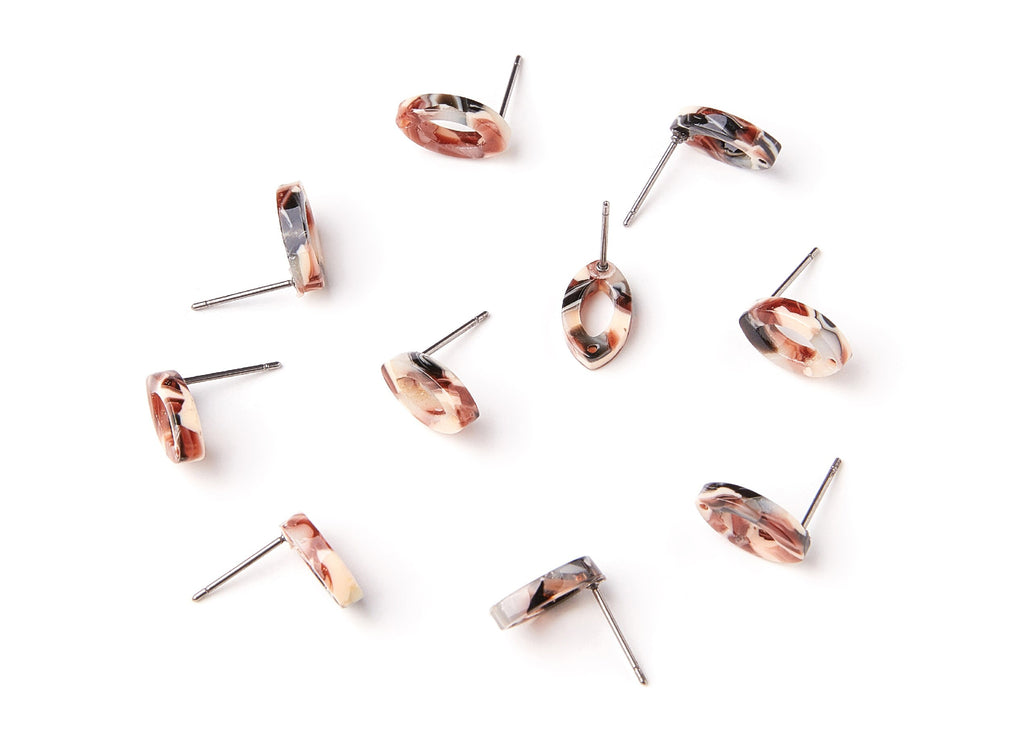 Acetate Oval Earring Stud - Acrylic Oval Earring Post - Earring Post - Jewelry Supplies - Color Code: A51 - 12,45x7,45x2,75mm- AC1223A - DOMEDBAZAAR