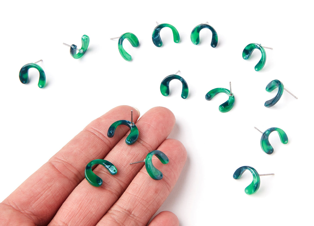 Acetate Acrylic Earring Stud with 2 Holes - Post Charms - U Shaped Earrings - Color Code: A13 - 14,6x11,95x2,75mm AC1225A - DOMEDBAZAAR