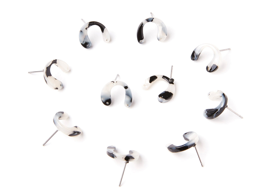 Acetate Acrylic Earring Stud with 2 Holes - Post Charms - U Shaped Earrings - Color Code: A15 - 14,6x11,95x2,75mm - AC1225C - DOMEDBAZAAR