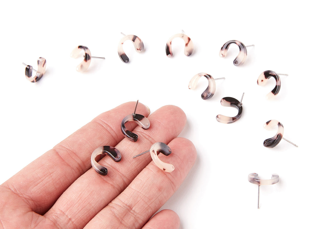 Acetate Acrylic Earring Stud with 2 Holes - Post Charms - Blonde Tortoise Shell Earrings - Color Code: A07 - 14,6x11,95x2,75mm - AC1225H - DOMEDBAZAAR