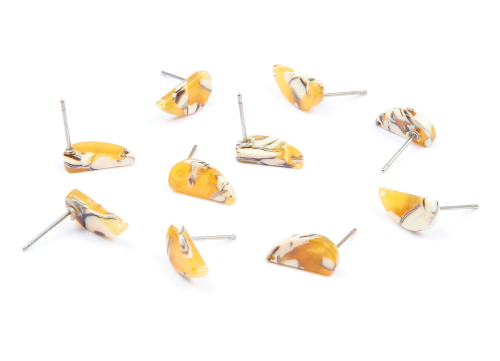 Acetate Half Drop Earring Stud - Half Drop Earring Post - Earring Post - Jewelry Supplies - Color Code: A14 - 12.64x6.1x2.8mm- AC1228G - DOMEDBAZAAR