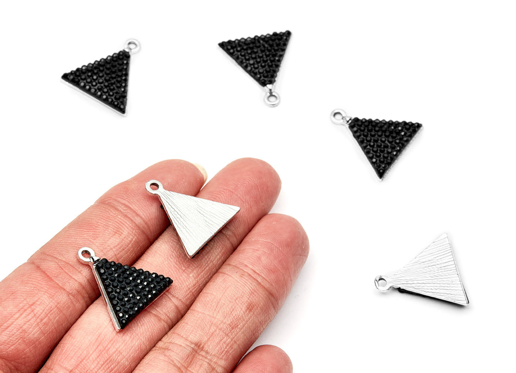 Triangle Shaped Charms- Zinc Alloy Earring Findings - Silver Tone Connector - Alloy Pendant for Necklace - 20,29x19,39x2,86mm - ZZ1208 - DOMEDBAZAAR