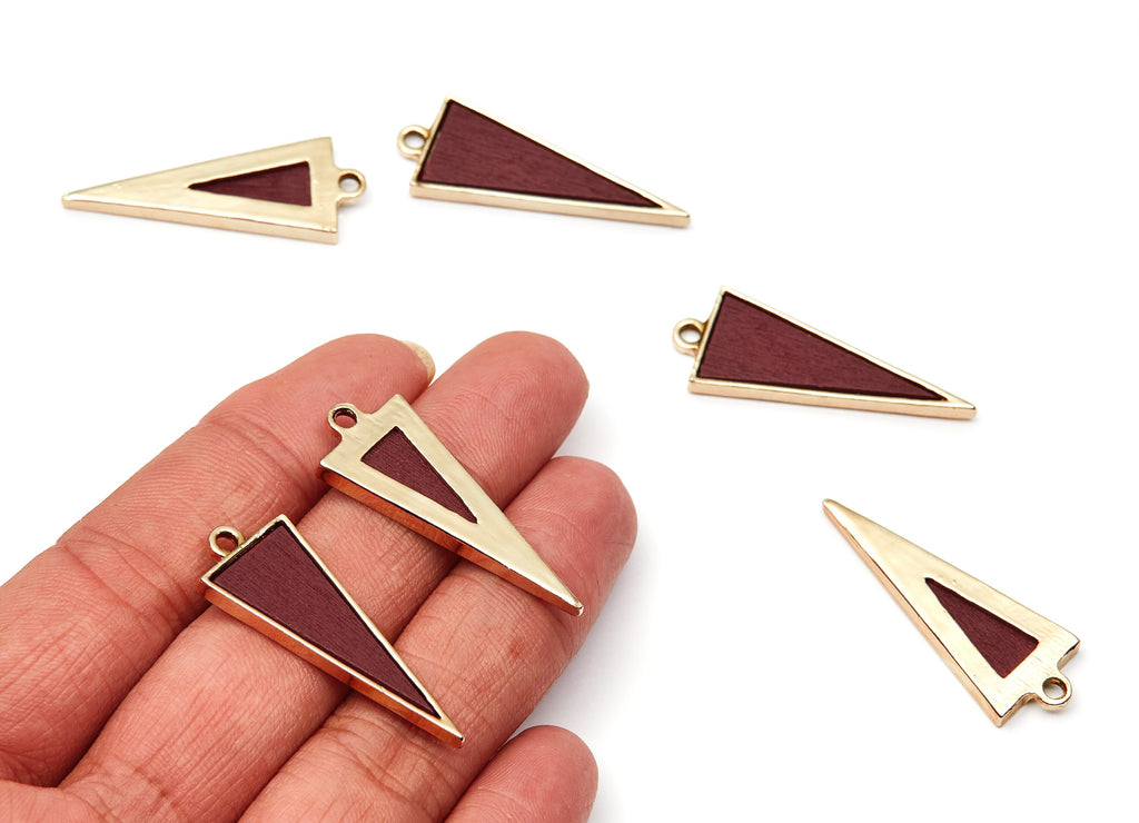 Triangle Shaped Charms- Zinc Alloy Earring Findings - Gold Tone Connector - Alloy Pendant for Necklace - 37,83x14,56x3mm - ZZ1225A - DOMEDBAZAAR