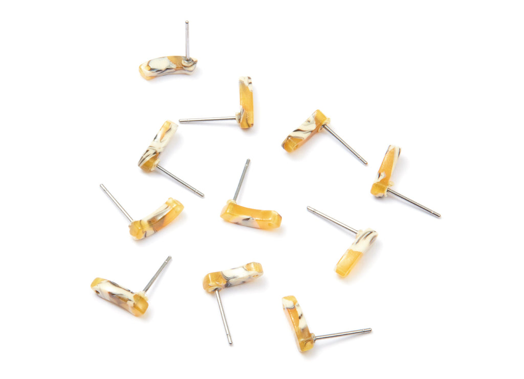 Acetate Geometric Earring Stud - Geometric Earring Post - Earring Post - Jewelry Supplies - Color Code: A14 - 11,06x3,77x2,69mm - AC1222E - DOMEDBAZAAR