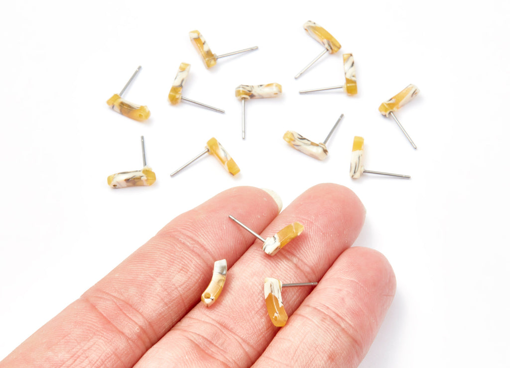 Acetate Geometric Earring Stud - Geometric Earring Post - Earring Post - Jewelry Supplies - Color Code: A14 - 11,06x3,77x2,69mm - AC1222E - DOMEDBAZAAR
