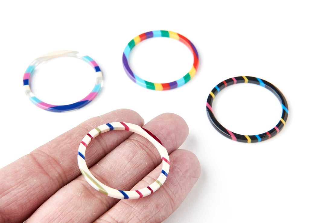 Acetate Acrylic Hoop Earring Charms - Acrylic Circle Pendant - Earring Findings - Jewelry Supplies - 35.5x35.5x2.76mm - AC1193A - DOMEDBAZAAR
