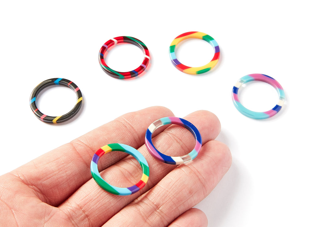 Acetate Hoop Charms - Circle Earrings and Pendant - Earring Findings - Jewelry Supplies - 24.5x24.5x2.65mm - AC1195A - DOMEDBAZAAR
