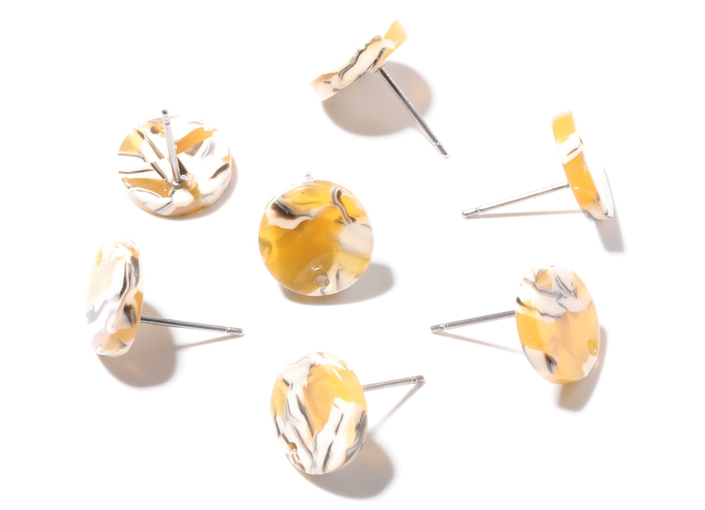 Acetate Round Earring Stud - Round Earring Post and Stud - Earring Findings - Color Code: A14 - 11.7x11.7x2.6mm - AC1139G - DOMEDBAZAAR