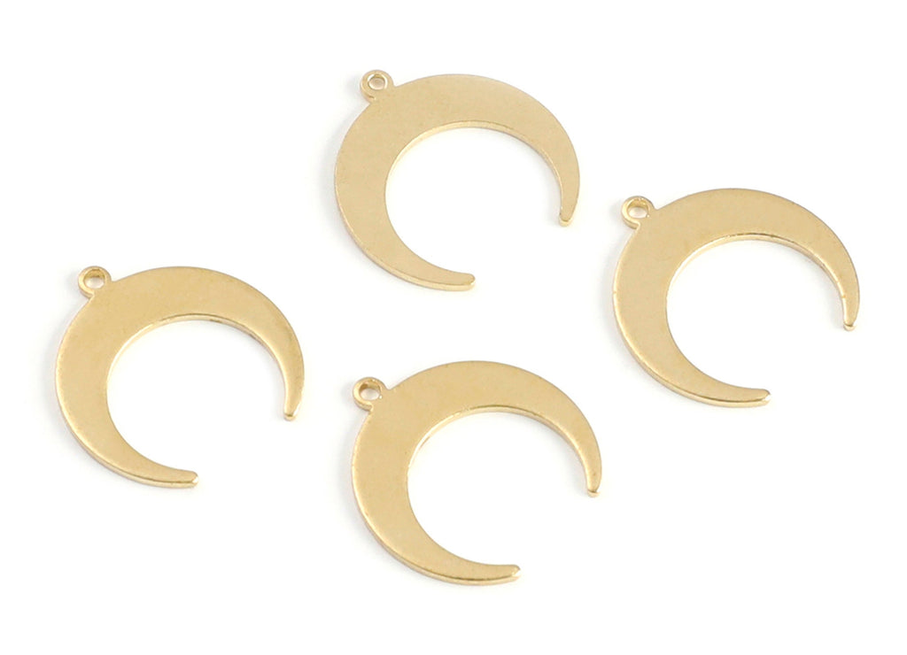 Brass Moon Charms - Crescent Shaped Raw Brass Connector - Jewelry Supplies - 19,88x16,5x0,99mm - PP1372 - DOMEDBAZAAR