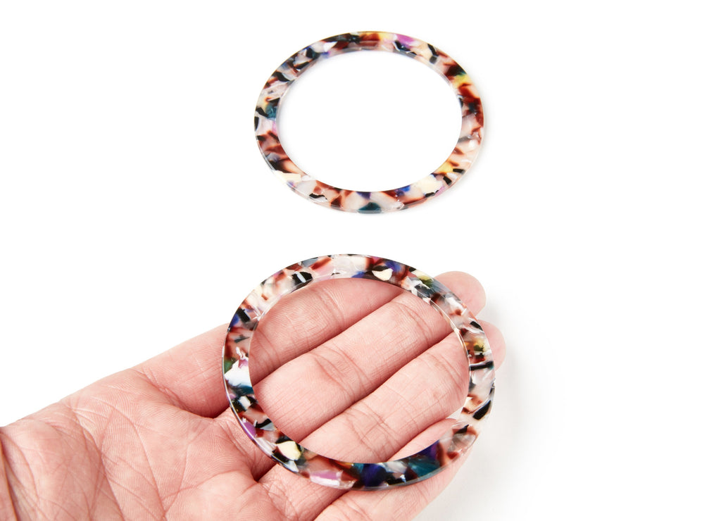 Acetate Hoop Earrings Charms - Big Circle Shaped Pendant - Earring Findings - Jewelry Supplies - Color Code: A11 - 70x70x2,76mm- AC1295D - DOMEDBAZAAR