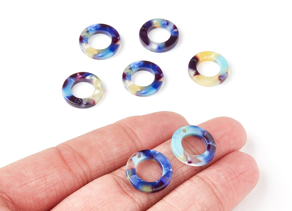 Acetate Hoop Earring Charms - Circle Shaped Pendant - Earring Findings - Jewelry Supplies - Color Code: A23 - 15.9x15.9x2.66mm - AC1117G - DOMEDBAZAAR