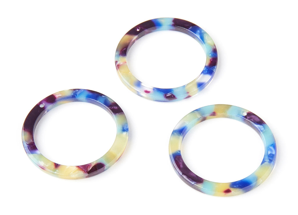 Acetate Hoop Earrings Charms - Circle Shaped Pendant - Earring Findings - Jewelry Supplies - 29.8x29.8x2.52mm - AC1119G - DOMEDBAZAAR