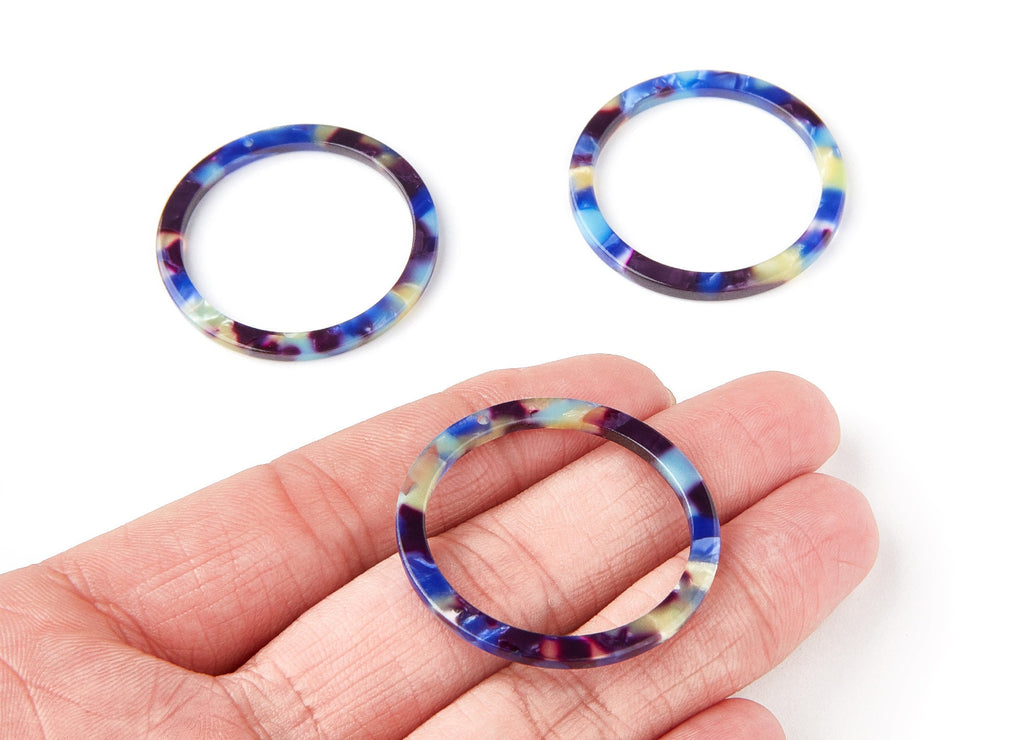 Acetate Hoop Earrings Charms - Tortoise Hoop Shell Earrings- Circle Shaped Pendant - Color Code: A23 - 36.5x36.5x2.6mm - AC1120G - DOMEDBAZAAR