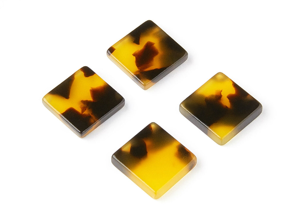 Acrylic Earring Charms - Tortoise Shell Earrings - Square Pendant - Jewelry Making Supplies -   11,97x11,97x2,7mm - AC1294D - DOMEDBAZAAR
