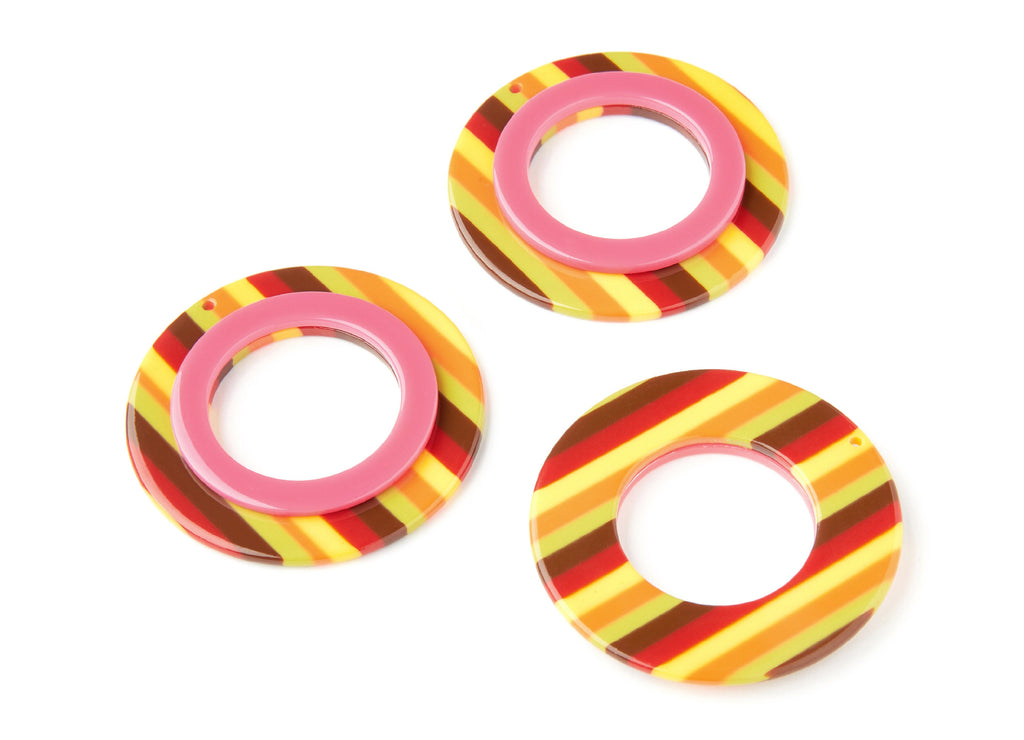 Acetate Hoop Earrings Charms - Round Circle Pendant - Earring Findings - Jewelry Supplies - Color Code: A107 - 53.35x53.35x4.92mm - AC1299A - DOMEDBAZAAR