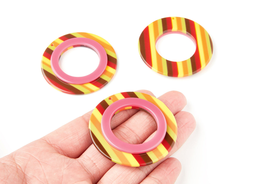 Acetate Hoop Earrings Charms - Round Circle Pendant - Earring Findings - Jewelry Supplies - Color Code: A107 - 53.35x53.35x4.92mm - AC1299A - DOMEDBAZAAR