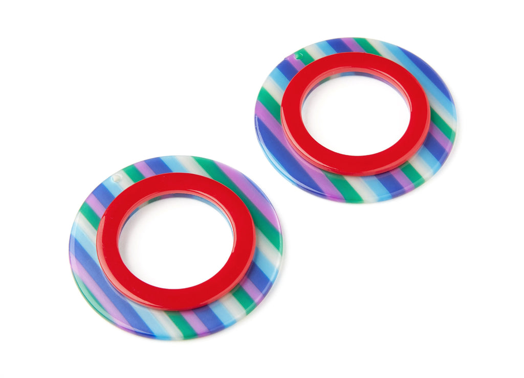 Acetate Hoop Earrings Charms - Round Circle Pendant - Earring Findings - Jewelry Supplies - Color Code: A108 - 53.35x53.35x4.92mm - AC1299B - DOMEDBAZAAR