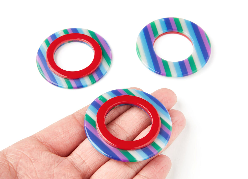 Acetate Hoop Earrings Charms - Round Circle Pendant - Earring Findings - Jewelry Supplies - Color Code: A108 - 53.35x53.35x4.92mm - AC1299B - DOMEDBAZAAR