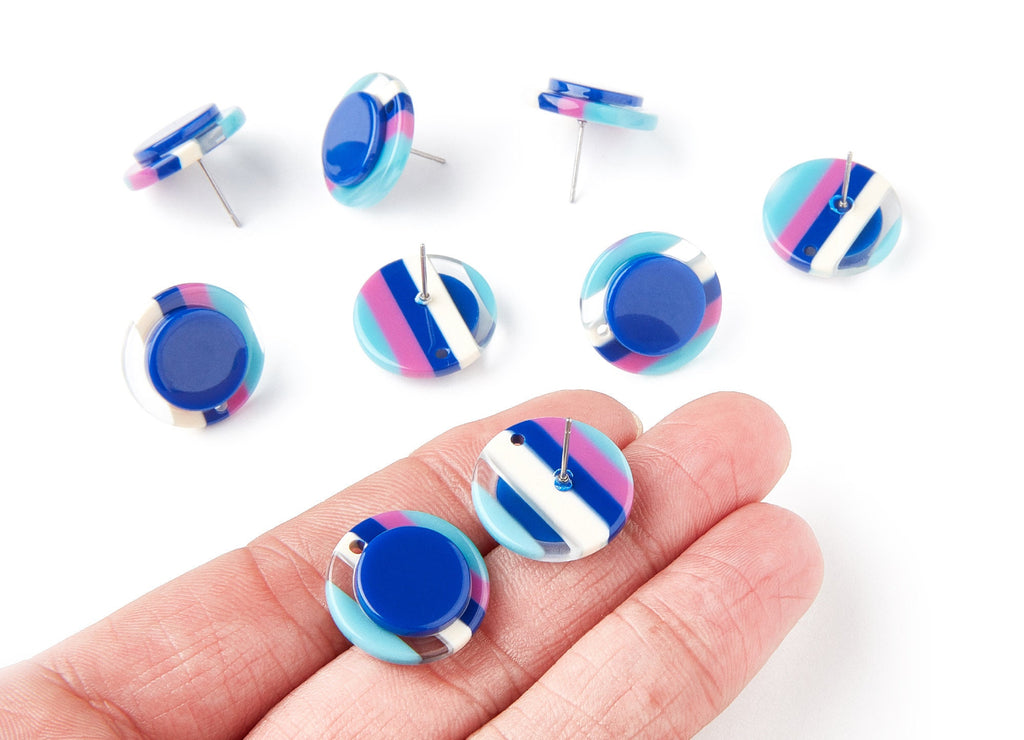 Acetate Circle Earring Post - Circle Earring Stud - Earring Post - Jewelry Supplies - Color Code: A109 - 19.44x19.44x5mm - AC1300A - DOMEDBAZAAR