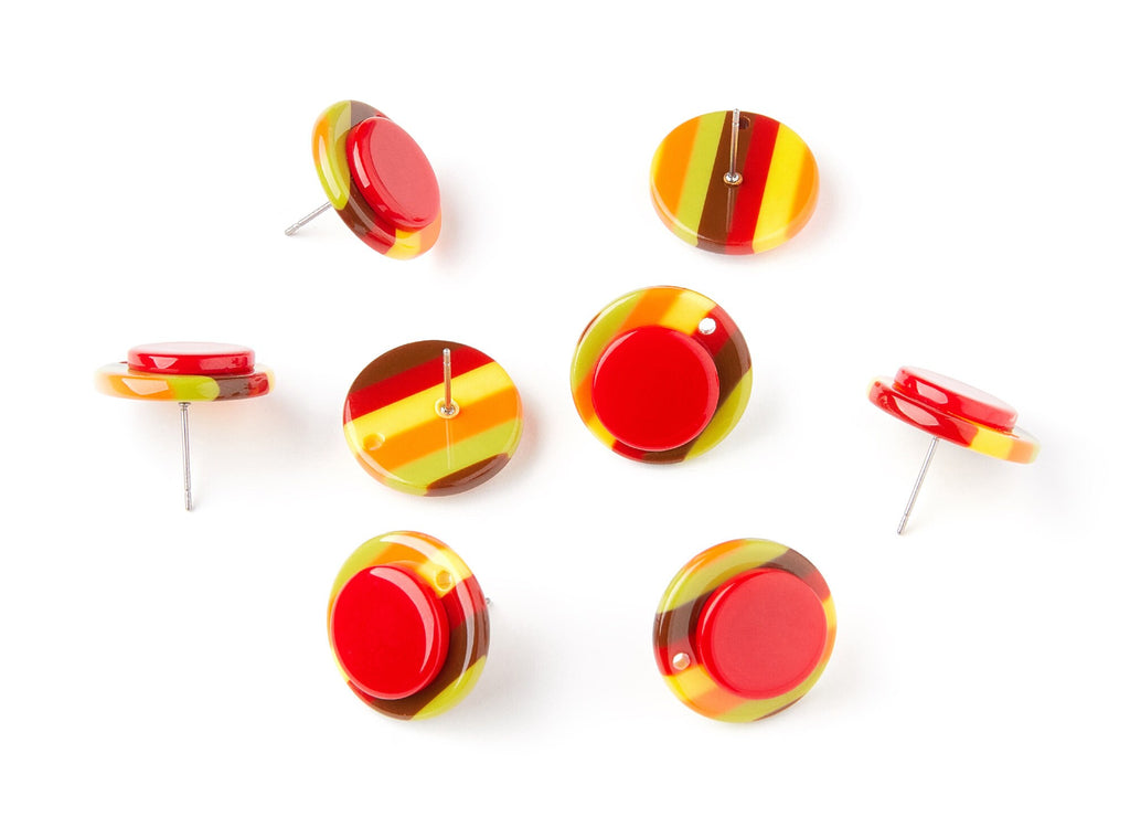 Acetate Circle Earring Stud - Acetate Circle Earring Post - Earring Findings - Jewelry Supplies - 19.44x19.44x5mm - AC1300C - DOMEDBAZAAR