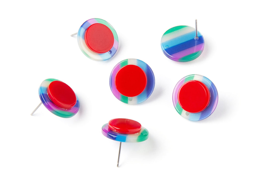 Acetate Circle Earring Stud - Acetate Roud Earring Post - Earring Post - Jewelry Supplies - Color Code: A108 - 19.44x19.44x5mm - AC1300E - DOMEDBAZAAR