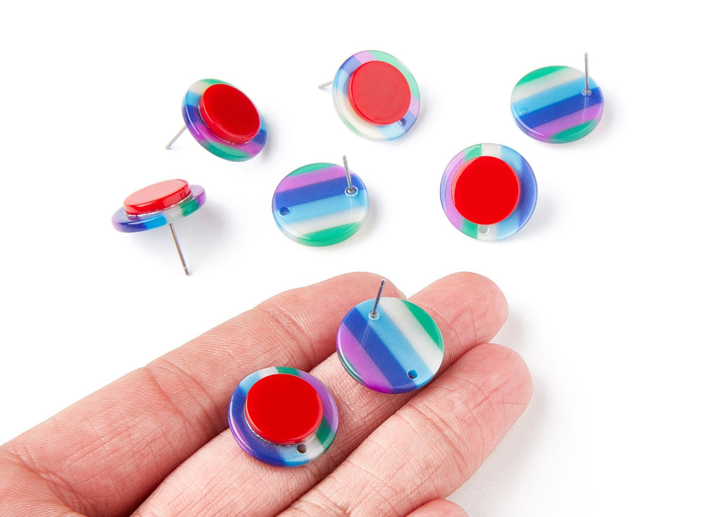 Acetate Circle Earring Stud - Acetate Roud Earring Post - Earring Post - Jewelry Supplies - Color Code: A108 - 19.44x19.44x5mm - AC1300E - DOMEDBAZAAR