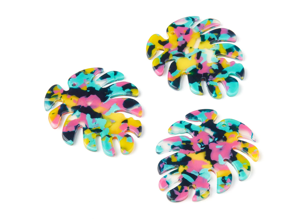 Acetate Leaf Earring Charms - Monstera Leaf Pendant - Earring Findings - Jewelry Supplies - Color Code: A111 - 45.15x38x2.38mm - AC1199F - DOMEDBAZAAR