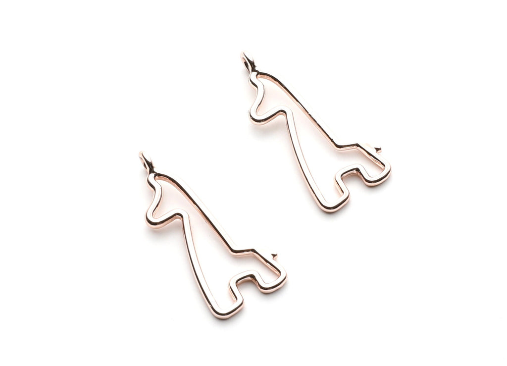 Giraffe Shaped Charms- Zinc Alloy Earring Findings - Rose Tone - Alloy Pendant for Necklace - 33.1x14.58x1.77mm - ZZ1269R - DOMEDBAZAAR