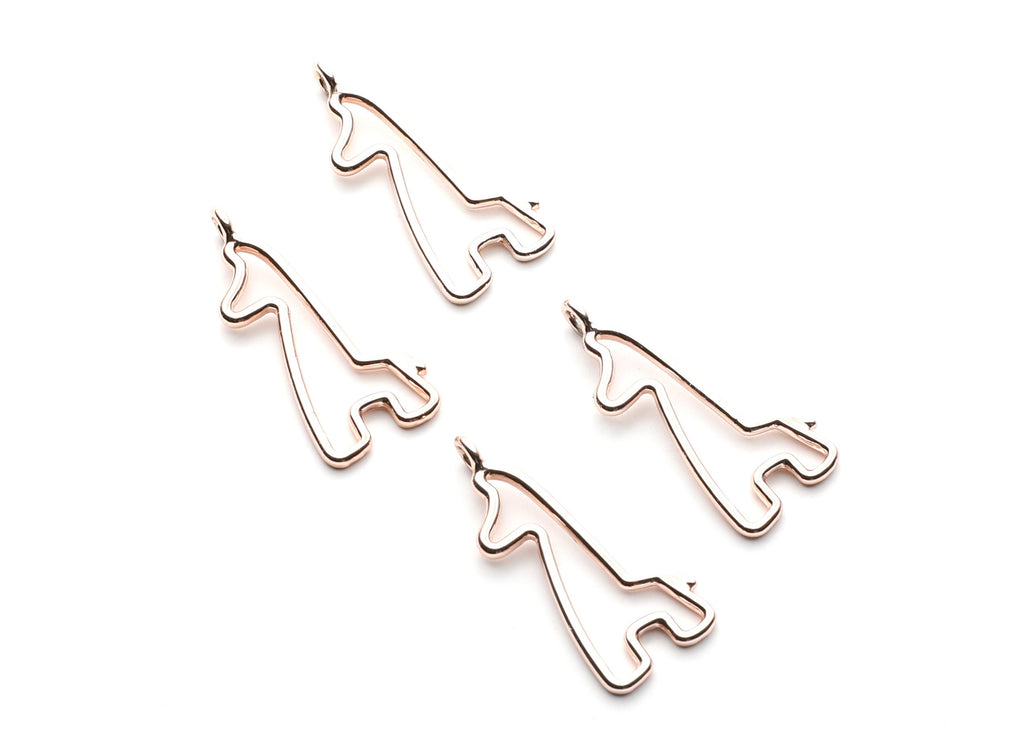 Giraffe Shaped Charms- Zinc Alloy Earring Findings - Rose Tone - Alloy Pendant for Necklace - 33.1x14.58x1.77mm - ZZ1269R - DOMEDBAZAAR