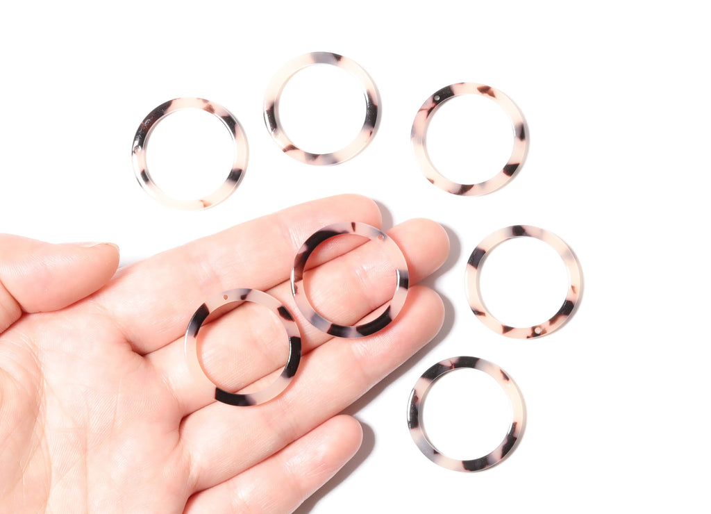 Acetate Circle Charms - Blonde Tortoise Shell Earrings - Circle Pendant - Earring Findings - Color Code: A06 - 27x27x2.85mm - AC1154D - DOMEDBAZAAR