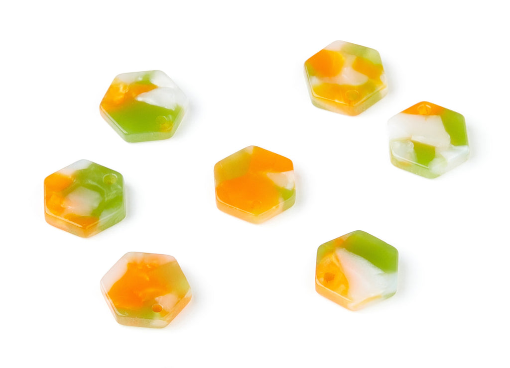 Acetate Hexagon Earring Charms - Hexagon Shaped Pendant - Earring Findings - Jewelry Supplies - 12x11x2.56mm - AC1121H - DOMEDBAZAAR