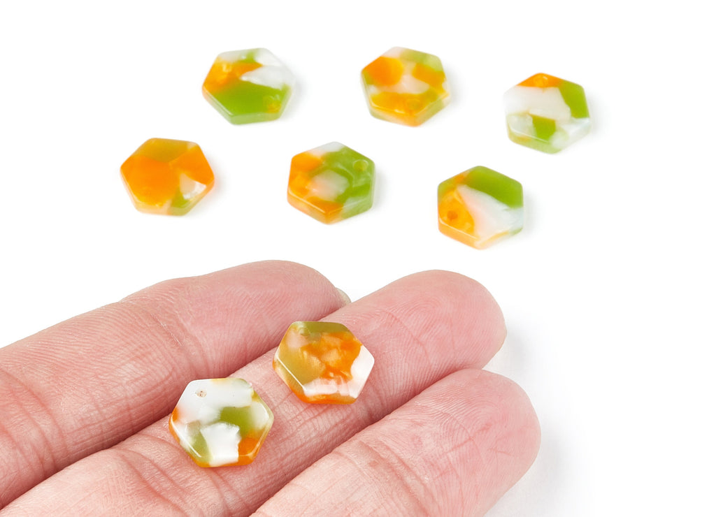 Acetate Hexagon Earring Charms - Hexagon Shaped Pendant - Earring Findings - Jewelry Supplies - 12x11x2.56mm - AC1121H - DOMEDBAZAAR