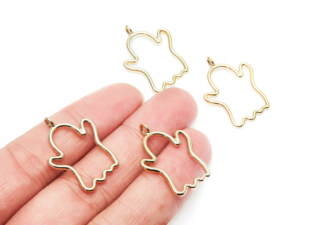 Ghost Shaped Charms- Zinc Alloy Earring Finding - Gold Tone - Alloy Pendant for Necklace - Jewelry Supplies - 28.5x20.8x1.85mm - ZZ1279G - DOMEDBAZAAR