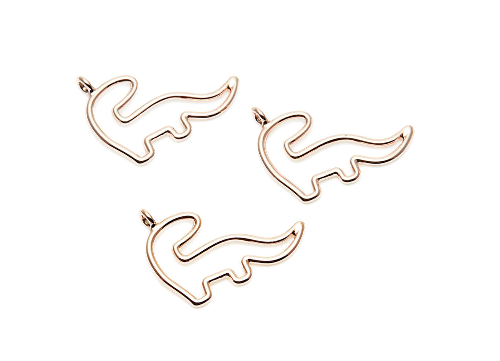 Dinosaur Shaped Charms- Zinc Alloy Earring Finding - Rose Tone - Alloy Pendant for Necklace - 29.5x21.77x2.16mm - ZZ1281R - DOMEDBAZAAR