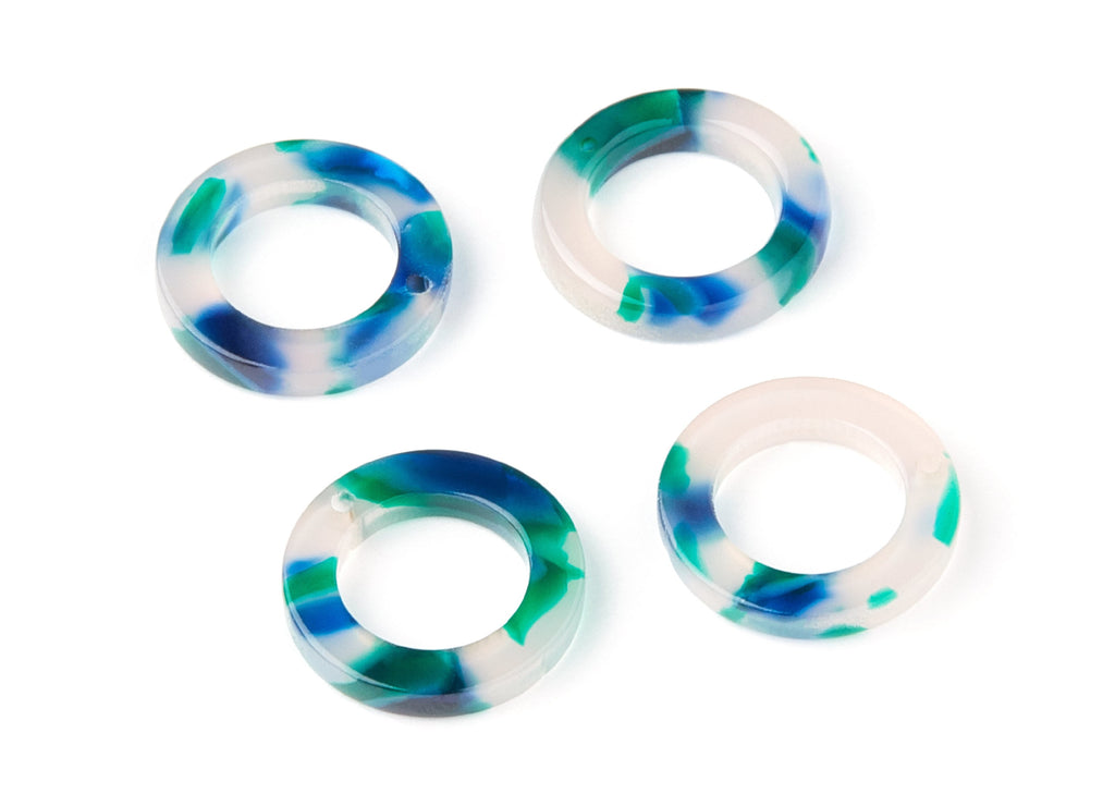 Acetate Hoop Earring Charms - Circle Shaped Pendant - Earring Findings - Jewelry Supplies - Color Code: A18 - 15x15x2.7mm - AC1152G - DOMEDBAZAAR