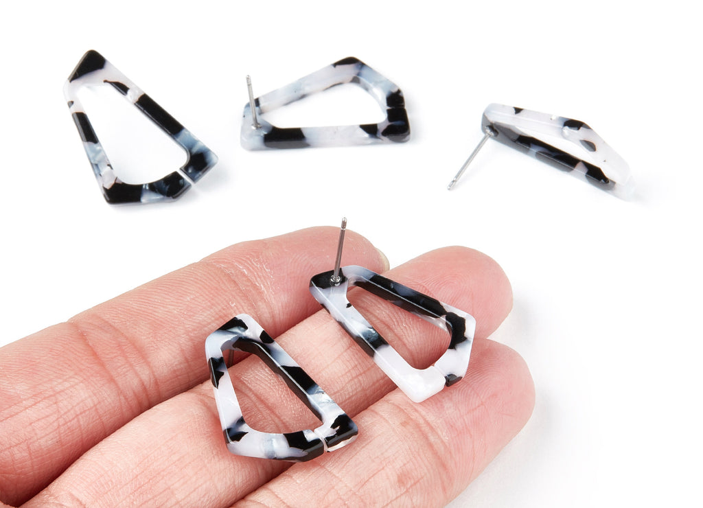 Acetate Acrylic Earring Stud - Post Charms - Laser Cut Open  Geometric Shaped Pendant - Color Code: A15 - 26x16.19x2.9mm - AC1283C - DOMEDBAZAAR