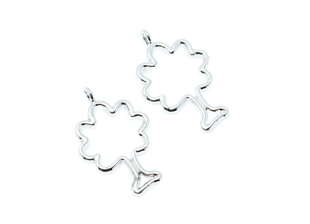 Tree Shaped Charms- Zinc Alloy Earring Finding - Nickel / Silver Tone - Alloy Pendant for Necklace - 28x18x1.81mm - ZZ1289N - DOMEDBAZAAR