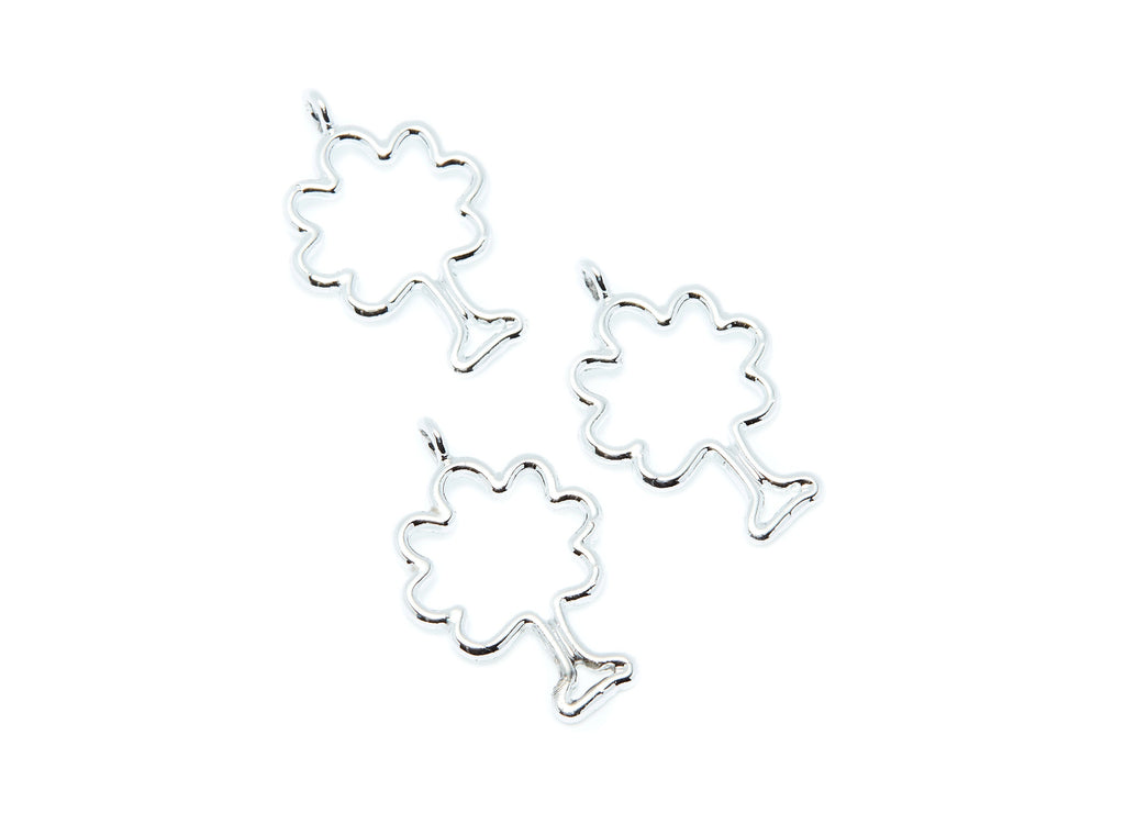 Tree Shaped Charms- Zinc Alloy Earring Finding - Nickel / Silver Tone - Alloy Pendant for Necklace - 28x18x1.81mm - ZZ1289N - DOMEDBAZAAR